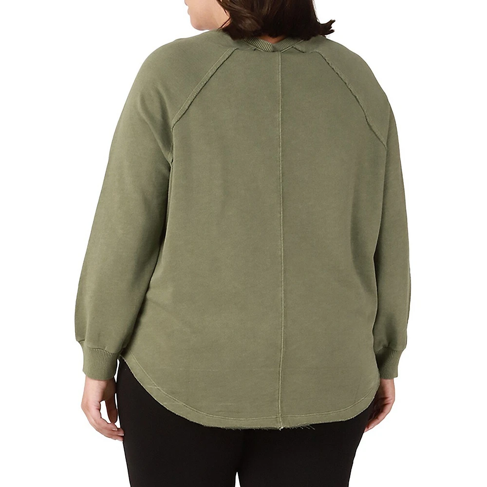 Plus Raw Edge Rounded Hem Knit Top