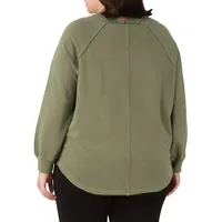 Plus Raw Edge Rounded Hem Knit Top