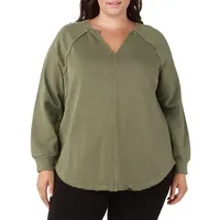 Plus Raw Edge Rounded Hem Knit Top