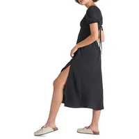 Open-Back Squareneck Midi Dress
