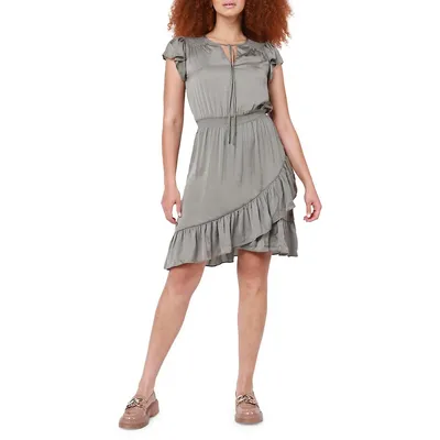 Asymmetrical Ruffle-Trim Short Dress