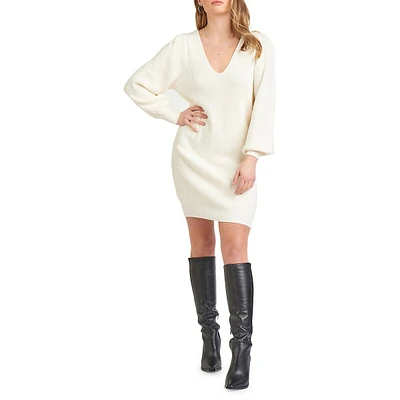 V-Neck Sweater Dress