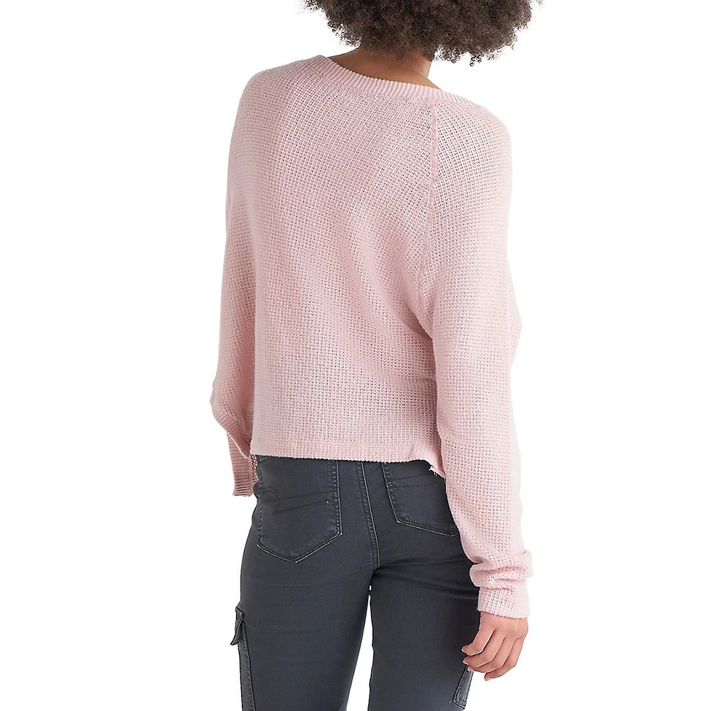 Waffle-Knit Henley Top