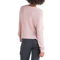 Waffle-Knit Henley Top