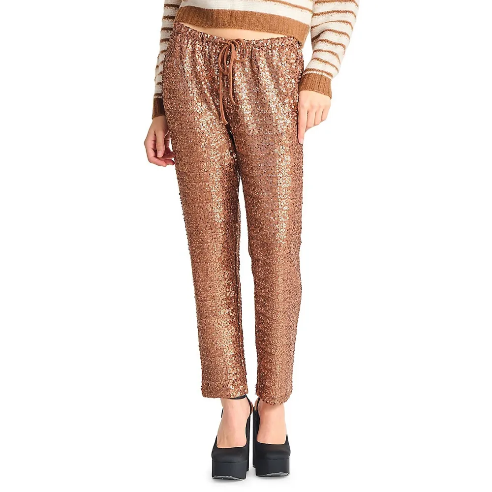Dex Rust Brown Sequins Straight Jogger