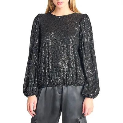 Sequined Puff Top