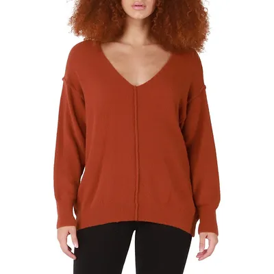 Ultra-Soft V-Neck Drop-Shoulder Sweater