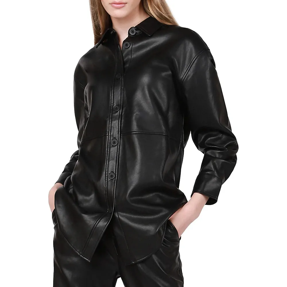 Faux Leather Shacket