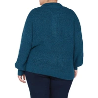 Plus Polo-Style Waffle-Knit Sweater