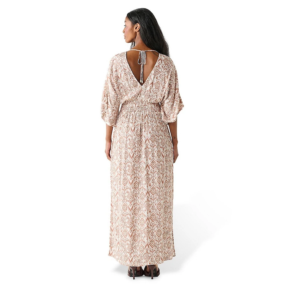 Ikat-Print Maxi Dress