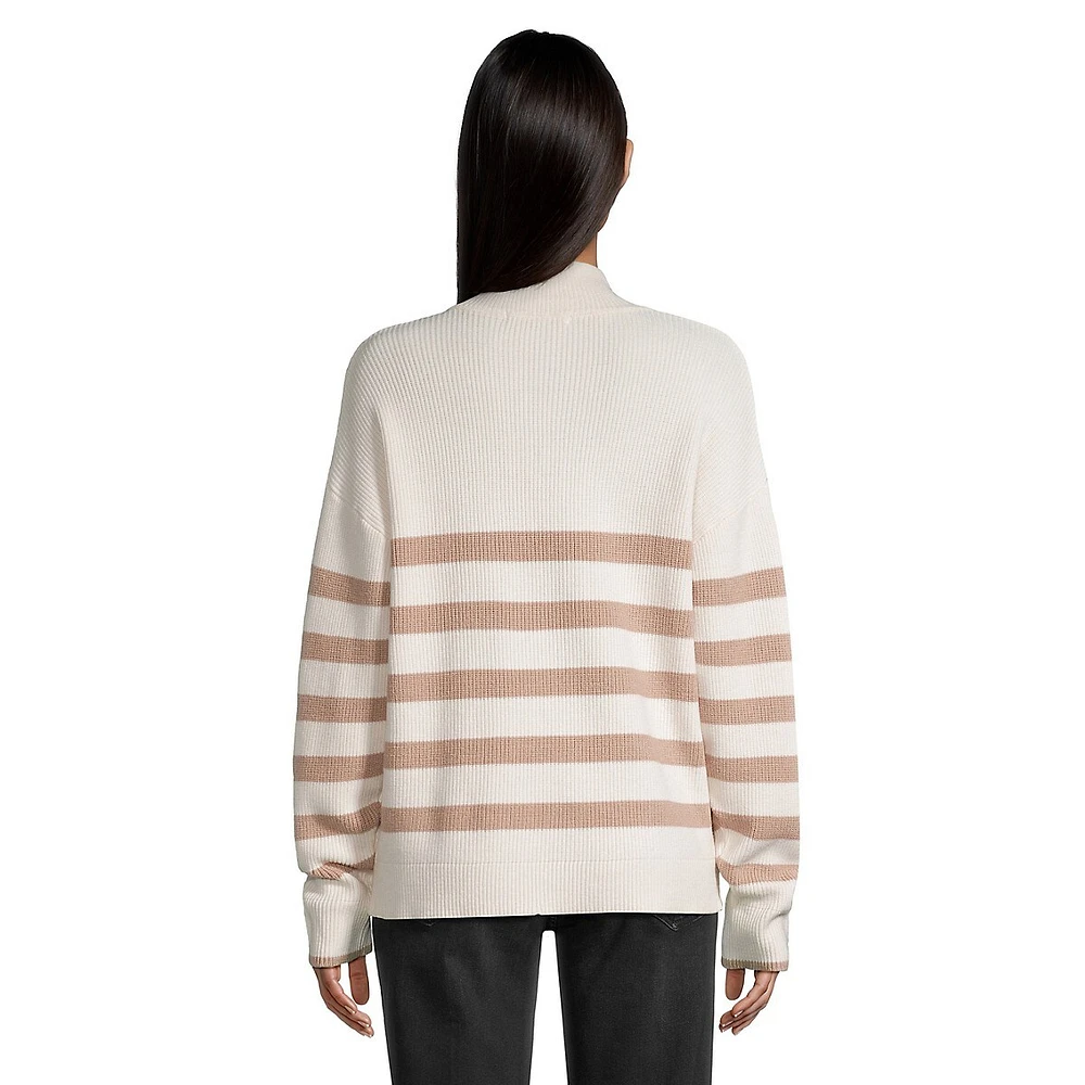 Quarter-Zip Striped Sweater