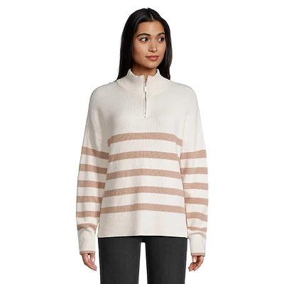 Quarter-Zip Striped Sweater