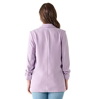 Ruched-Sleeve Blazer