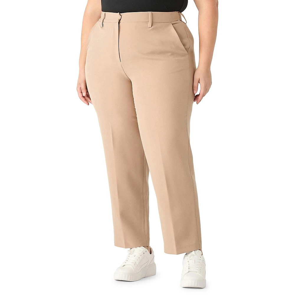 Plus Mid-Rise Straight-Leg Trousers