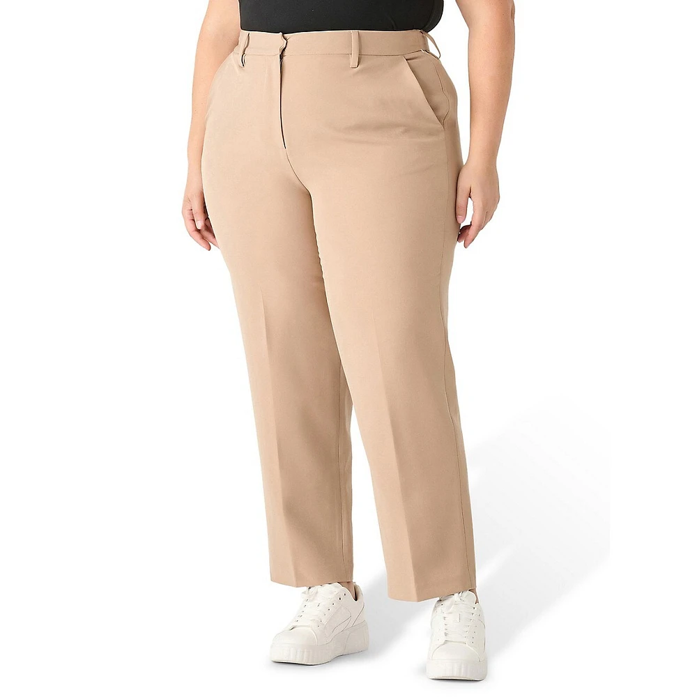 Plus Mid-Rise Straight-Leg Trousers