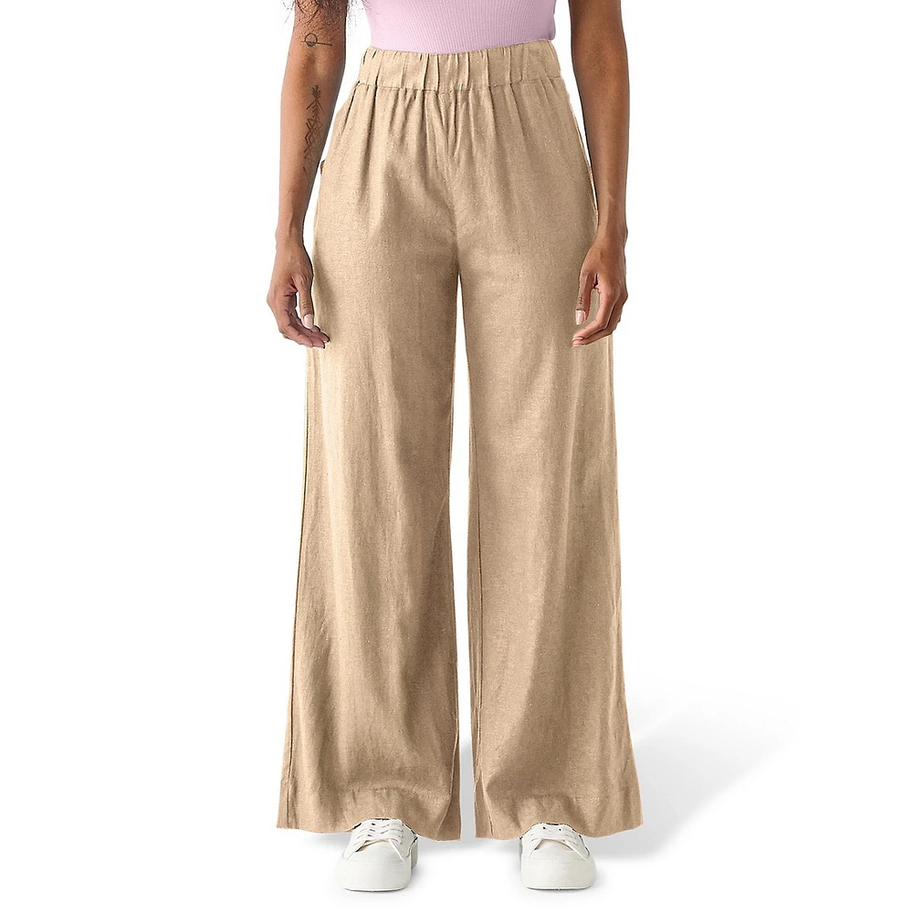 Wide-Leg Pull-On Pants