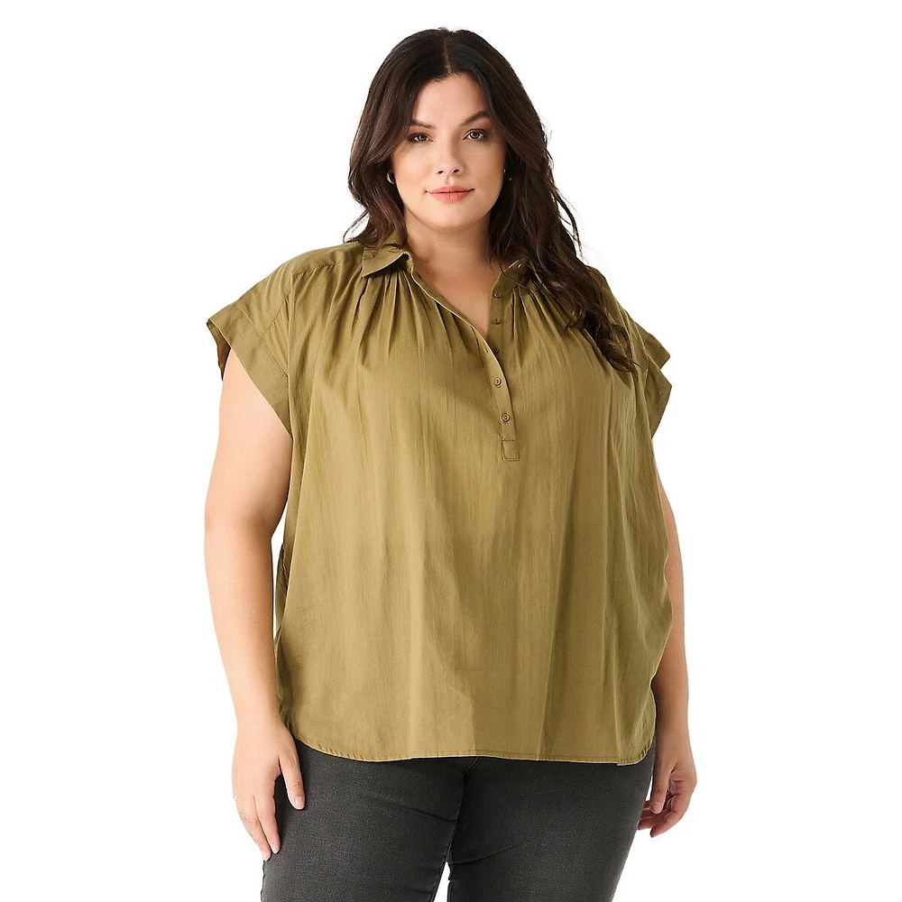 Plus Cap-Sleeve Tunic Top