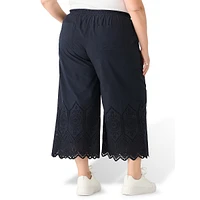 Plus Eyelet Lace Cropped Pull-On Pants