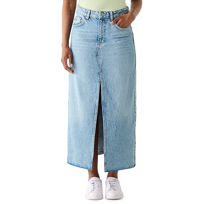 Five-Pocket Long Denim Skirt