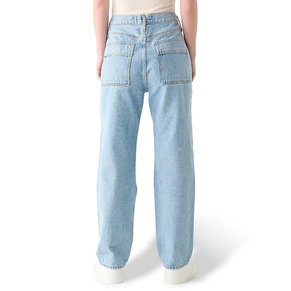 High-Waist Straight-Leg Utility Jeans