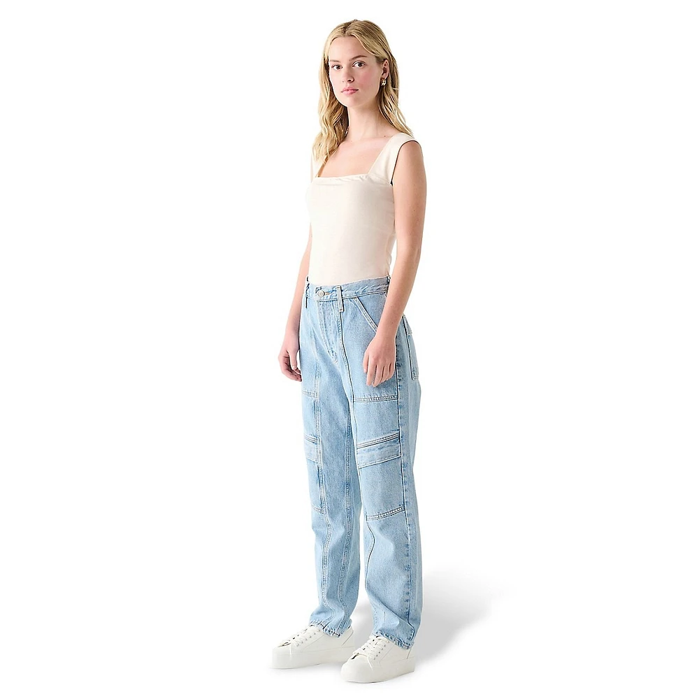 High-Waist Straight-Leg Utility Jeans