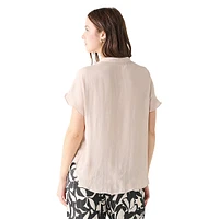 Short-Sleeve Satin Top