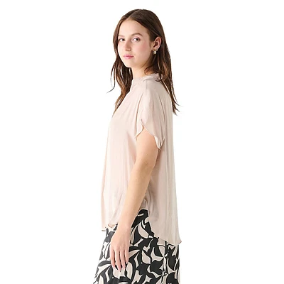 Short-Sleeve Satin Top