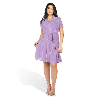 Belted Chiffon Shirtdress