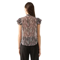 Paisley Cap-Sleeve Blouse