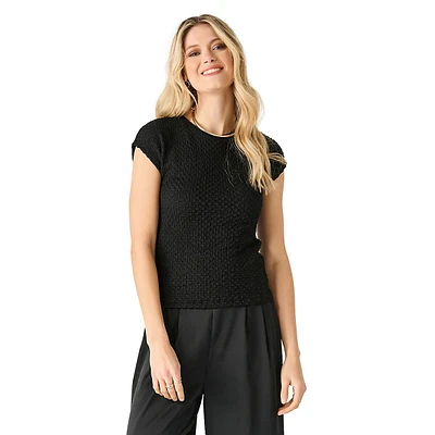 Plus Textured Cap-Sleeve Top