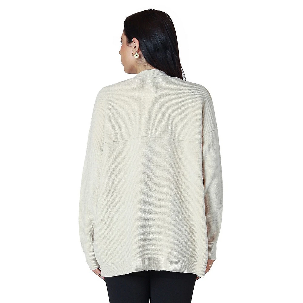 Open-Front Ottoman Knit Cardigan