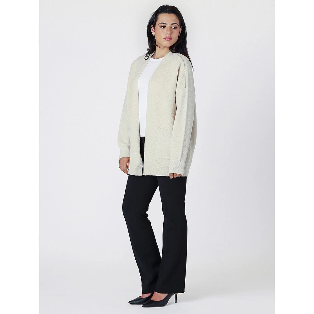 Open-Front Ottoman Knit Cardigan