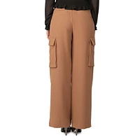 Wide-Leg Cargo-Pocket Dress Pants