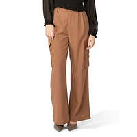 Wide-Leg Cargo-Pocket Dress Pants