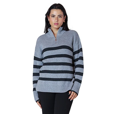 Striped Quarter-Zip Sweater