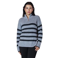 Striped Quarter-Zip Sweater