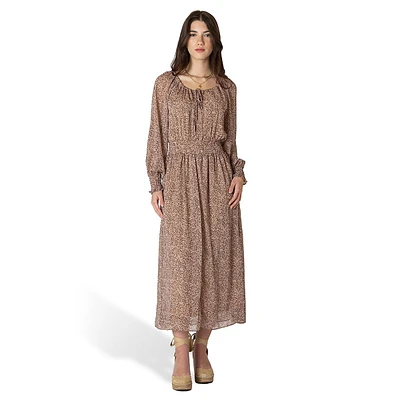 Robe mi-longue imprimée style bohème