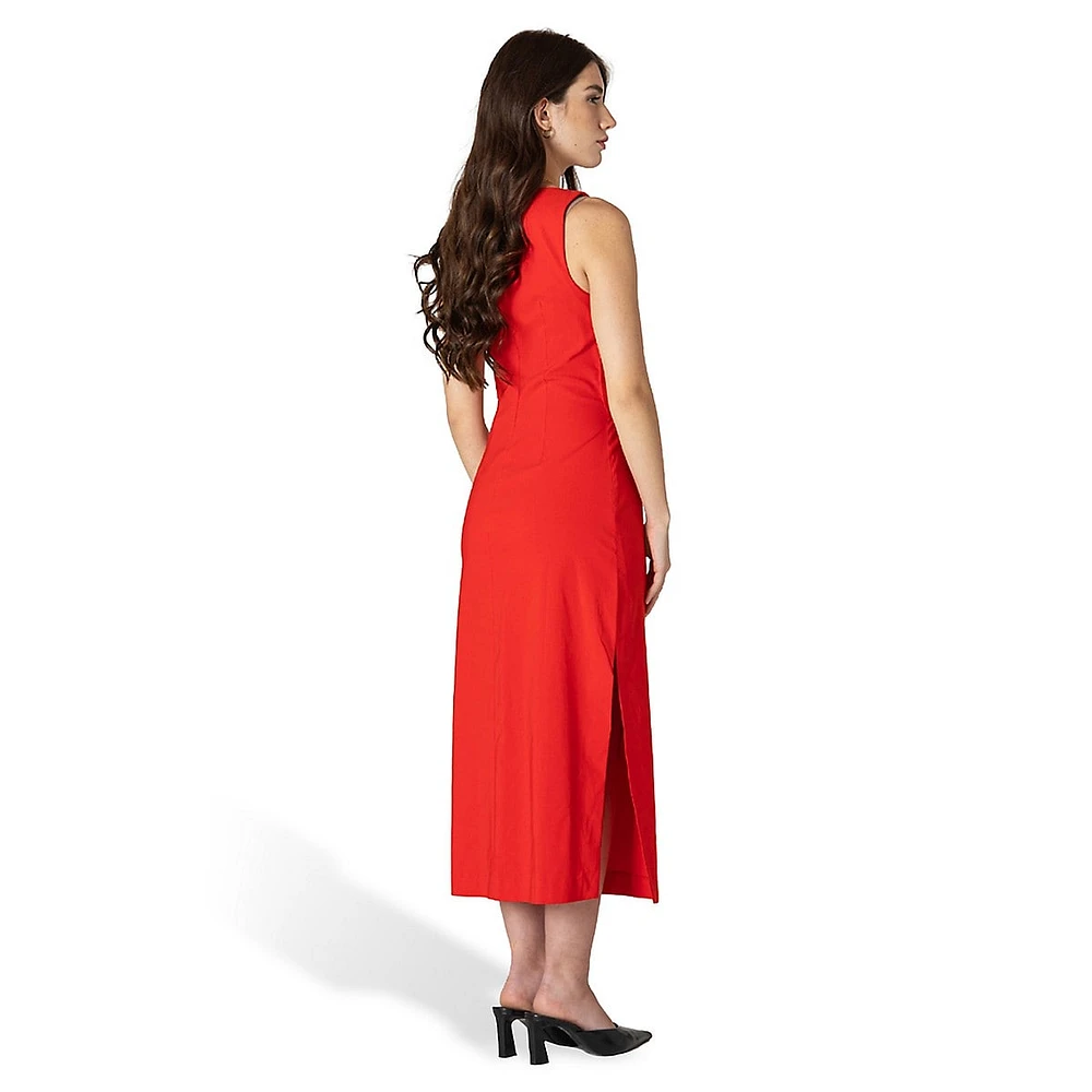 Knotted & Side Cut-Out Midi Dress