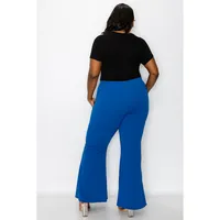 High Waisted Button Detail Flare Pants