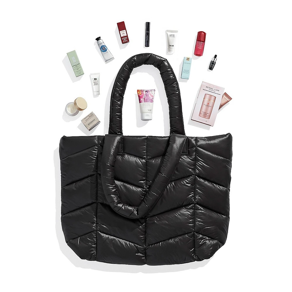 Puffy Chevron Tote 12-Piece Beauty Set