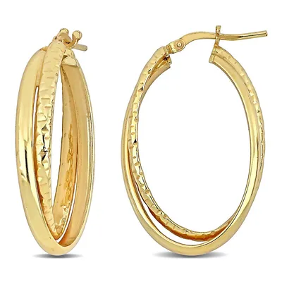 35 Mm Entwined Hoop Earrings In Yellow Plated Sterling Silver