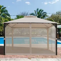 12' X 10' Outdoor Patio Gazebo Canopy Shelter Double Top Sidewalls Netting