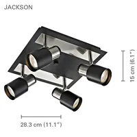 4 Head Ceiling Light, 11.1'' Width, From The Jackson Collection, Brushed Nickel And Black