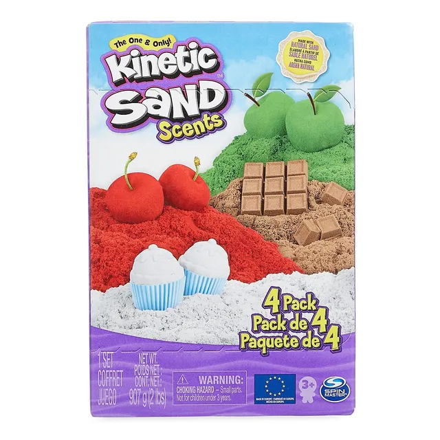 Kinetic Sand, Creativity Kit with 1lb Red, Blue and Yellow Play Sand, 6  Tools, Storage, Play Sand Sensory Toys for Kids Aged 3 and Up