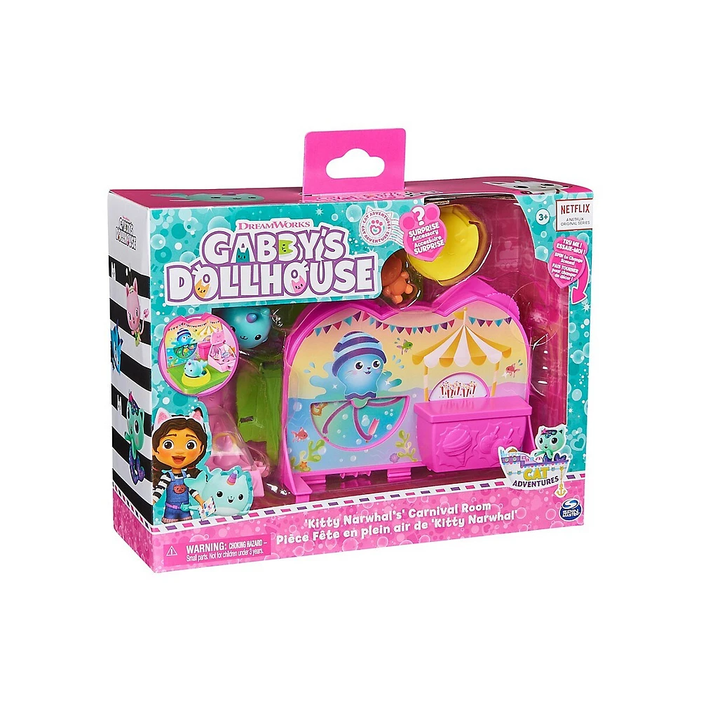 Gabby’s Dollhouse Kitty Narwhal’s Carnival Room Playset With Figure