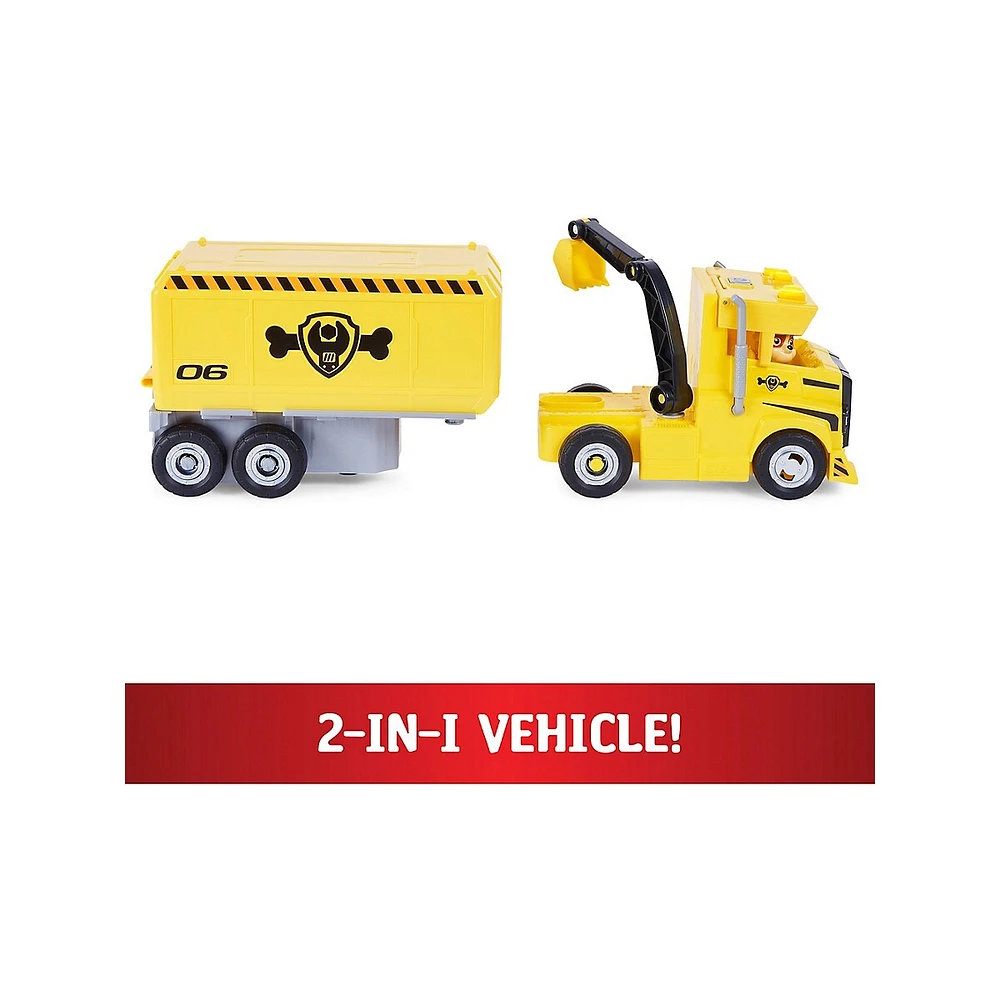 Camion transformable 2 en 1 Rubble X-Treme, excavatrice, grue, lumières, sons et figurines