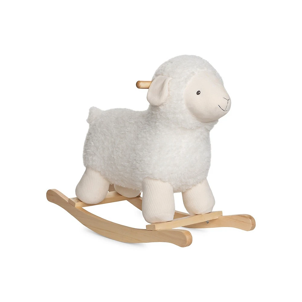 Plush Baby Lamb Rocker With Wooden Base