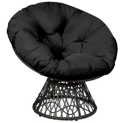Rattan Papasan Chair Ergonomic 360-degree Swivel Soft Cushion Garden Red Blackgreen