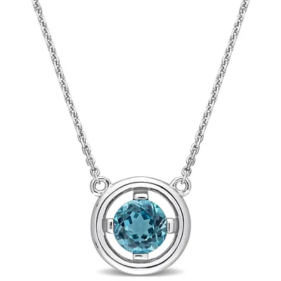 1 Ct Tgw London Blue Topaz Floating Solitaire Necklace In 14k White Gold