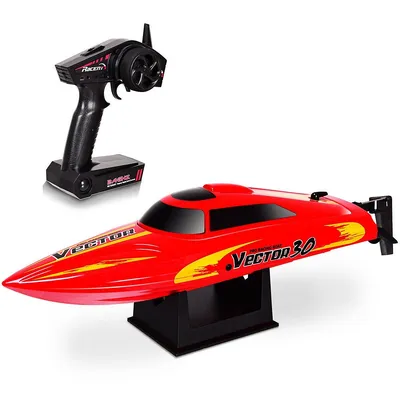 2.4g Rc Racing Boat High Speed 30km/h Brushed Rtr Fast Racing Lake Toy Gift Red